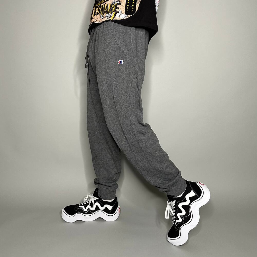 Vintage Y2K Champion Joggers Mens XL Dark Grey Cotton Sweatpants Elastic Cuffs